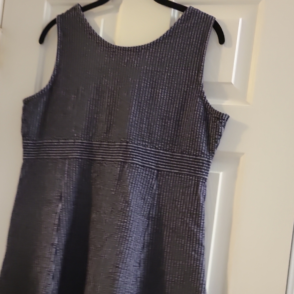Elegant Navy and White Striped Dress - Picture 5 of 7